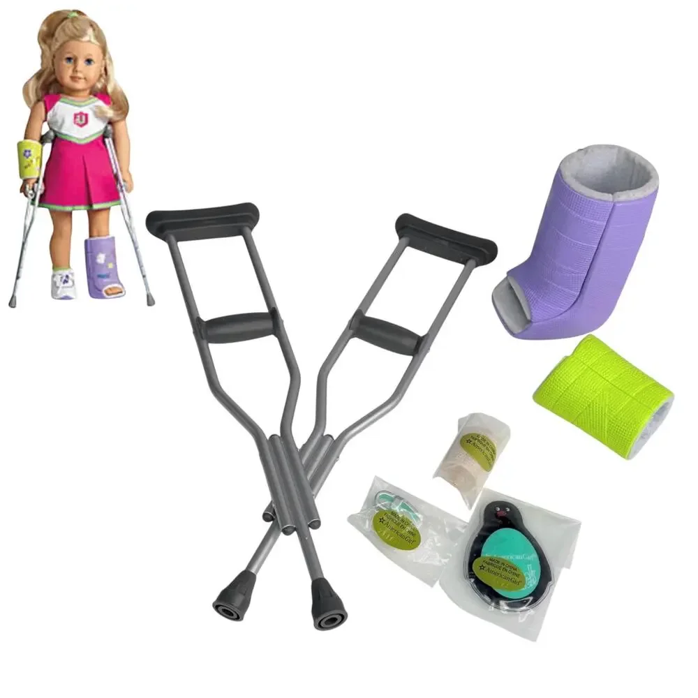 American Girl Doctor Feel Better Accessories Crutches Ice Pack Arm Leg Cast Wrap